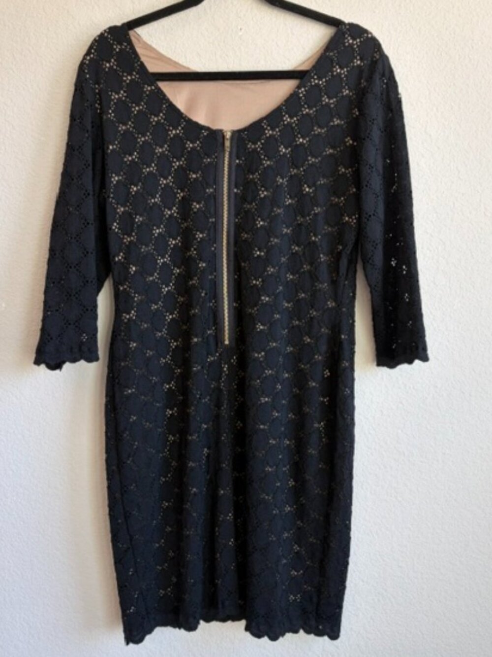 Ronnie Nicole Black Lace Nude Lining Dress Size 12 Scalloped Hem LBD Classic - Picture 4 of 11
